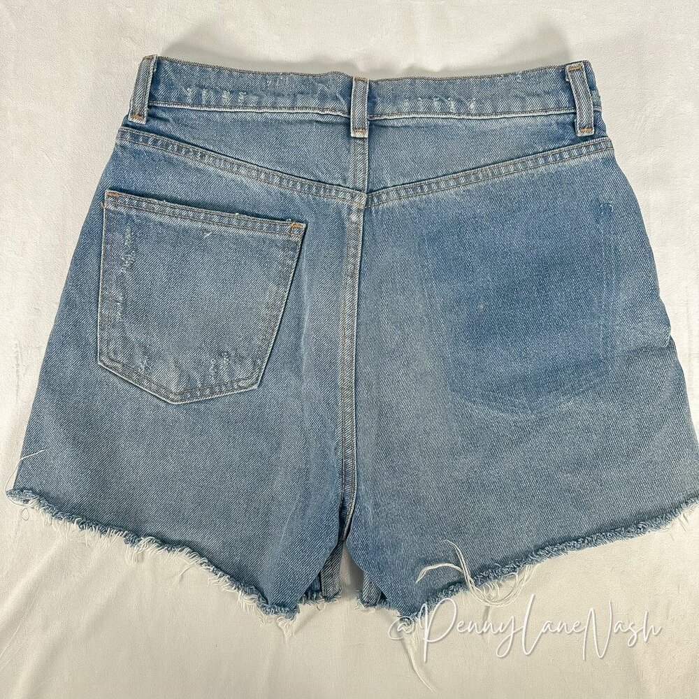 Zara High-Rise Button Fly Denim Cut Off Shorts Size 6 - Picture 4 of 12